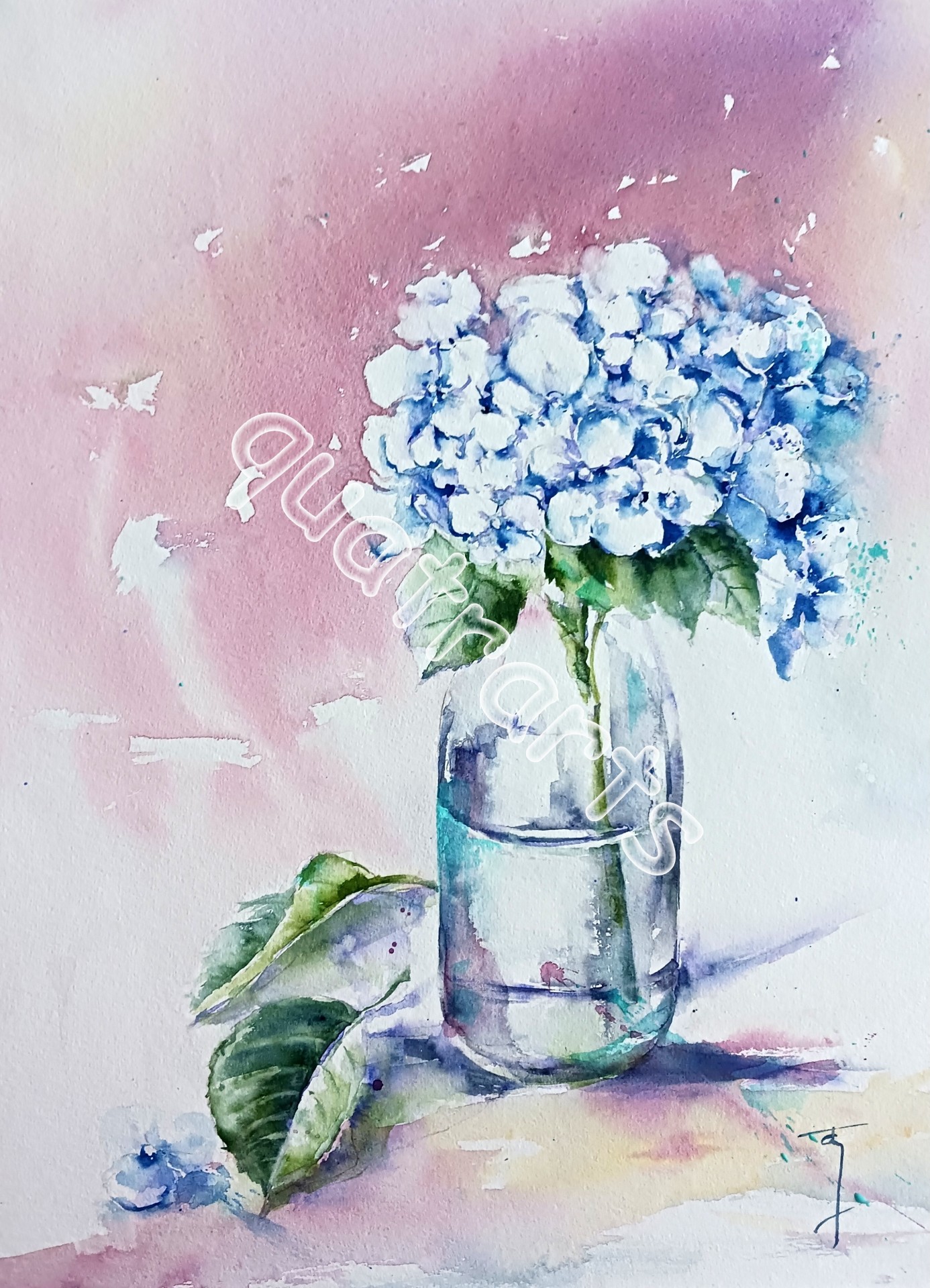 Hortensia- 30x40cm- 150€- Novembre 2024