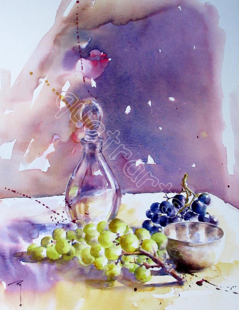 Composition carafe et raisins- 40x50cm- Décembre 2017